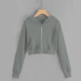 thumbnail image 5 of Abcomgle Girls Zip Up Hoodie 7-8 Cropped Long Sleeve Jacket for Kids Cute Fashion Lightweight Girls Zip Up Sweater with Pockets, 5 of 5