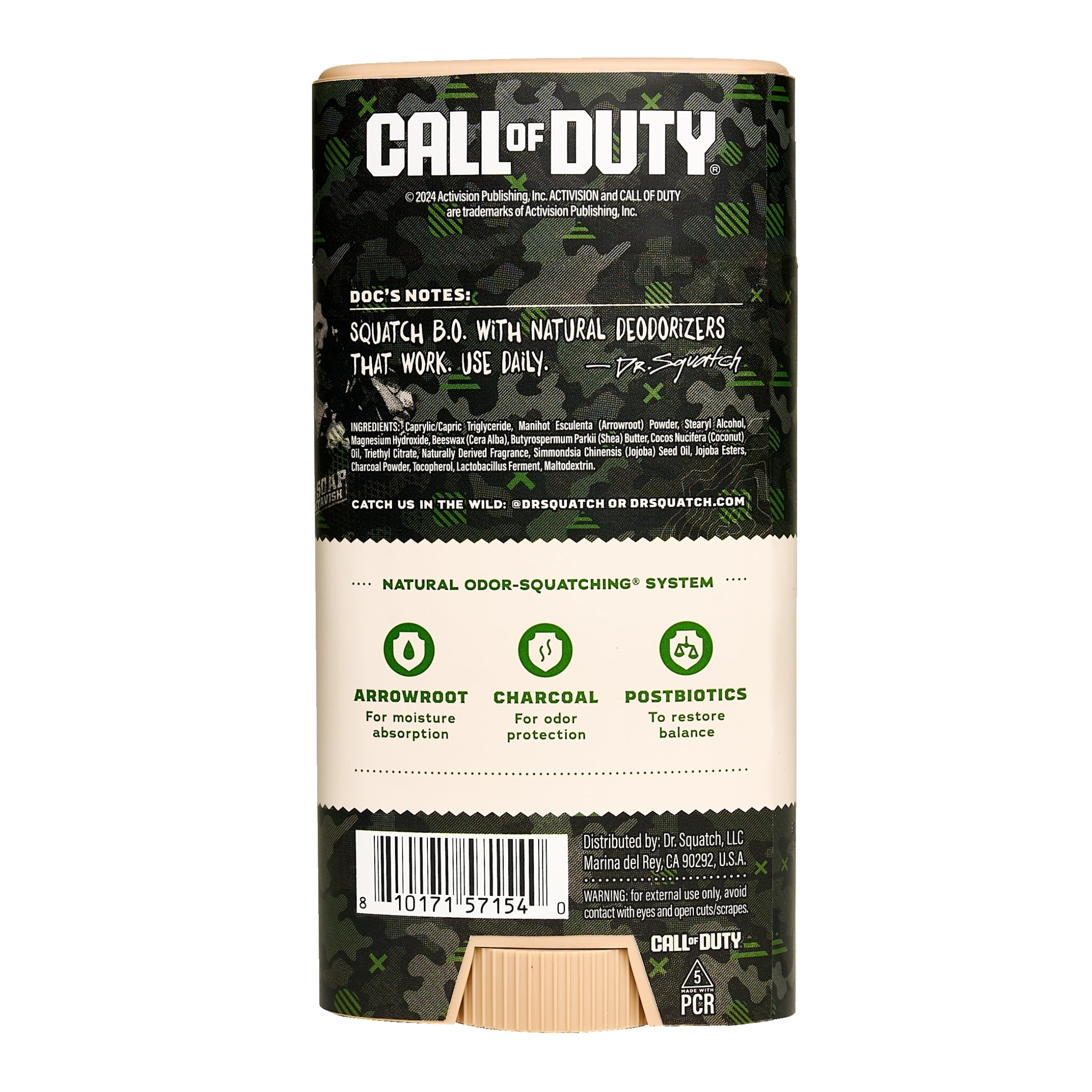 Dr. Squatch Call of Duty Limited Edition Natural Deodorant Stick for Men, Sarge Sticc, 2.65 oz