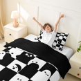 thumbnail image 4 of Homewish Halloween Ghost Twin Duvet Cover, Spooky Animal Checkered Twin Bedding, Black White, Black Reversible 2pcs, 1 Duvet Cover and 1 Pillowcase, 4 of 7