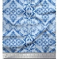 thumbnail image 1 of Soimoi Blue Rayon Fabric Vector Design Damask Print Fabric by the Yard 58 Inch Wide, 1 of 3