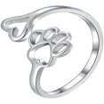 thumbnail image 1 of Dog Footprint Shaped Open Ring Adjustable Finger Ring Personalized Women Ring, 1 of 3