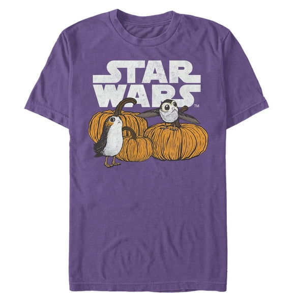 Men's Star Wars The Last Jedi Happy Halloween Porg Logo  Graphic Tee Purple Large