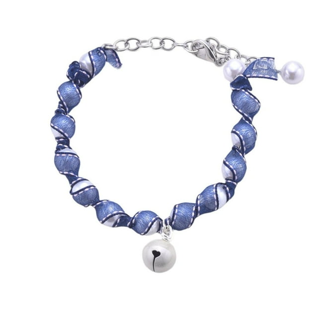 Dog Necklace Decorative Crisp Bell Stylish Pet Cat Dog Fake Pearl Ribbon Neck Circle
