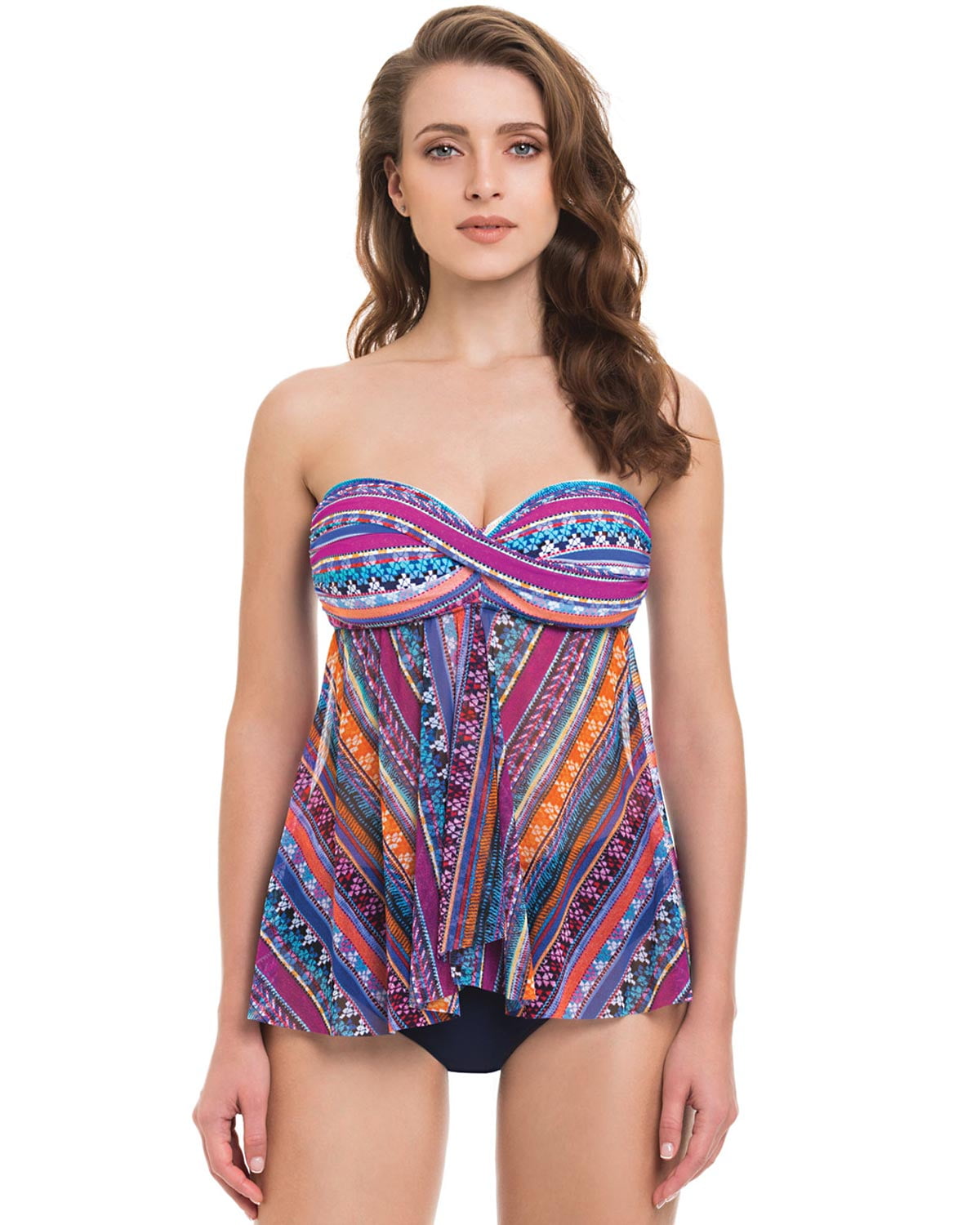 Profile by Gottex Womens Tapestry Bandeau Flyaway Tankini 6 - Walmart.com