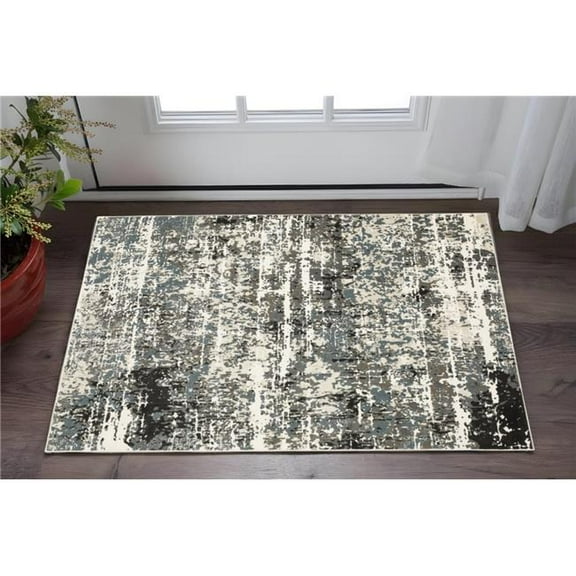 HomeRoots 575263 3 x 5 ft. Abstract Rectangle Area Rug, Ivory & Gray