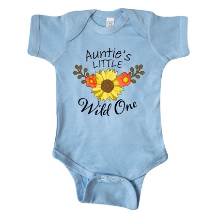 

Inktastic Auntie s Little Wild 1 with Beautiful Sunflower Gift Baby Boy or Baby Girl Bodysuit