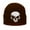 Brown, variant on Stretchy Soft Unisex Adult Knited Beanie Hat With Multi-color Embroidered Design Skull, Charcoal With White Skull