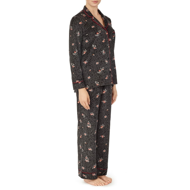 Secret Treasures Women's and Women's Plus Stretch Velour Long Sleeve Notch  Collar Pajama Set 