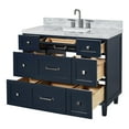 thumbnail image 4 of Ariel Monroe 43 Inch Single Rectangular Sink Bathroom Vanity With Italian Carrara Marble Countertop 1.5 inch Edge In Midnight Blue, 4 of 7