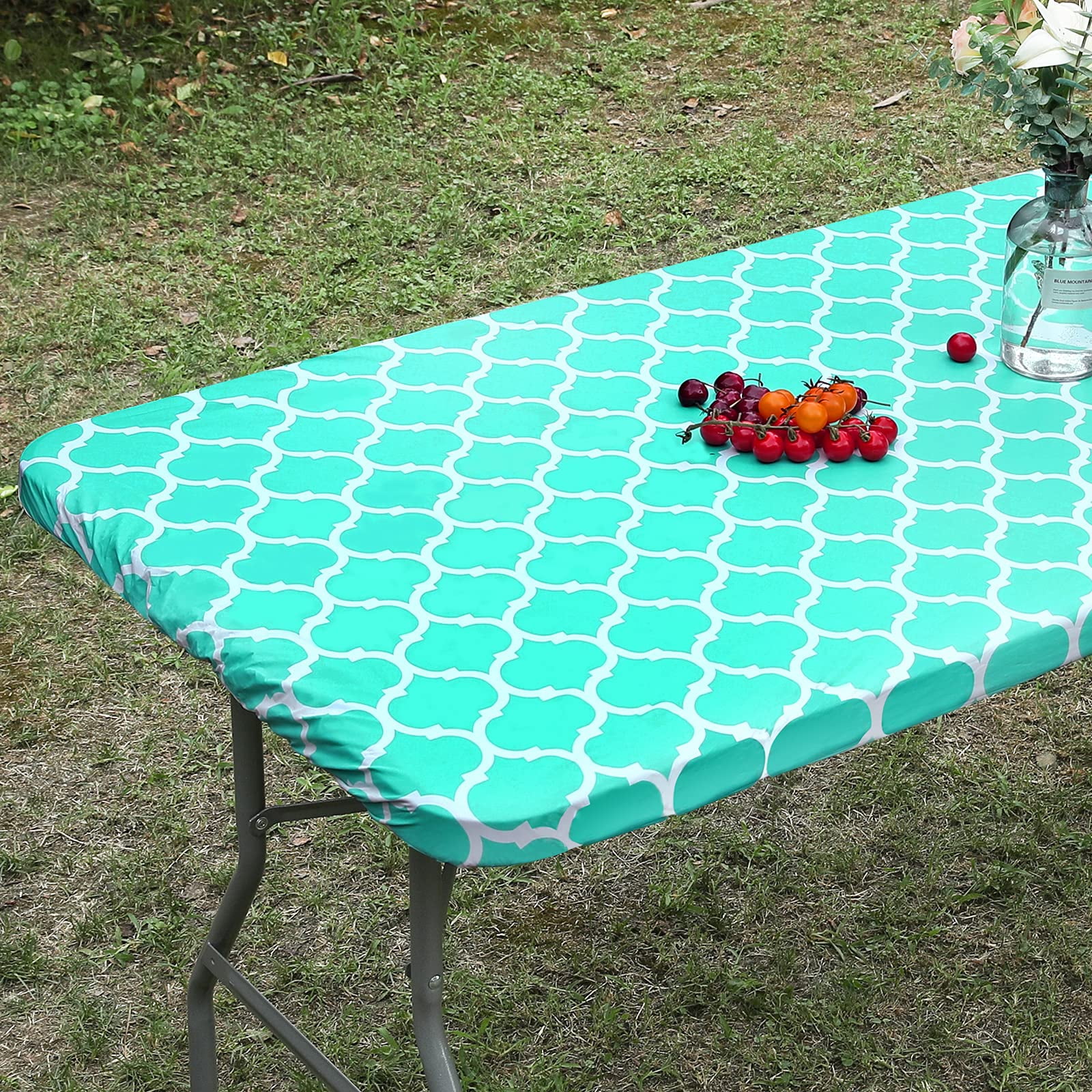 decorUhome Fitted Vinyl Tablecloth Rectangular 30"×48"in(90"×136"cm
