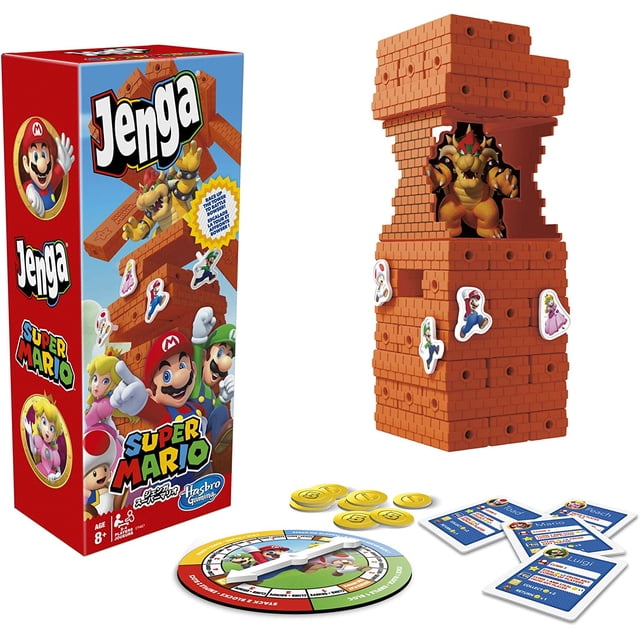 Jenga: Super Mario Edition Game, Block Stacking Tower Game for Super Mario Fans, Ages 8 and Up