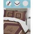 thumbnail image 4 of Quilts Full Size Bedding Set, Brown Western Cowboy Lightweight Quilted Comforter, Farmhouse Country Textured Soft Reversible Bedspread Coverlet with Pillow Covers for All Season, 78" x 90", 4 of 7