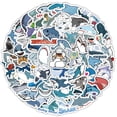 thumbnail image 2 of Calcomanía de vinilo con dibujos animados de tiburones y animales del océano, 100 unidades, 2 of 2