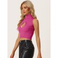 thumbnail image 2 of Unique Bargains Women's Mock Neck Cutout Pullover Sleeveless Crop Sweater Top, 2 of 5