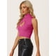 thumbnail image 2 of Suéter Corto sin Mangas con Cuello Mock para Mujer Rosa caliente S, 2 of 5