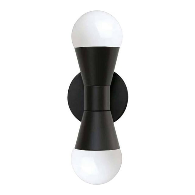 Dainolite Fortuna 2-Light 120W Incandescent Metal Wall Sconce in Matte Black