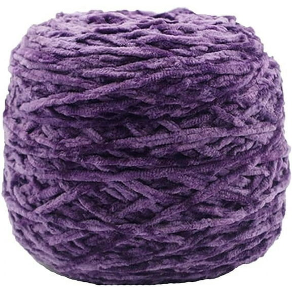 XmhyTop 250g Chenille Velvet Yarn Violet Bulky Vegan Soft Yarn Velvet Knitting Yarn Polyester Blended Cotton Chenille Yarn Hand Knitting Yarn Crochet Thread for Clothing Hat Scarf Blanket