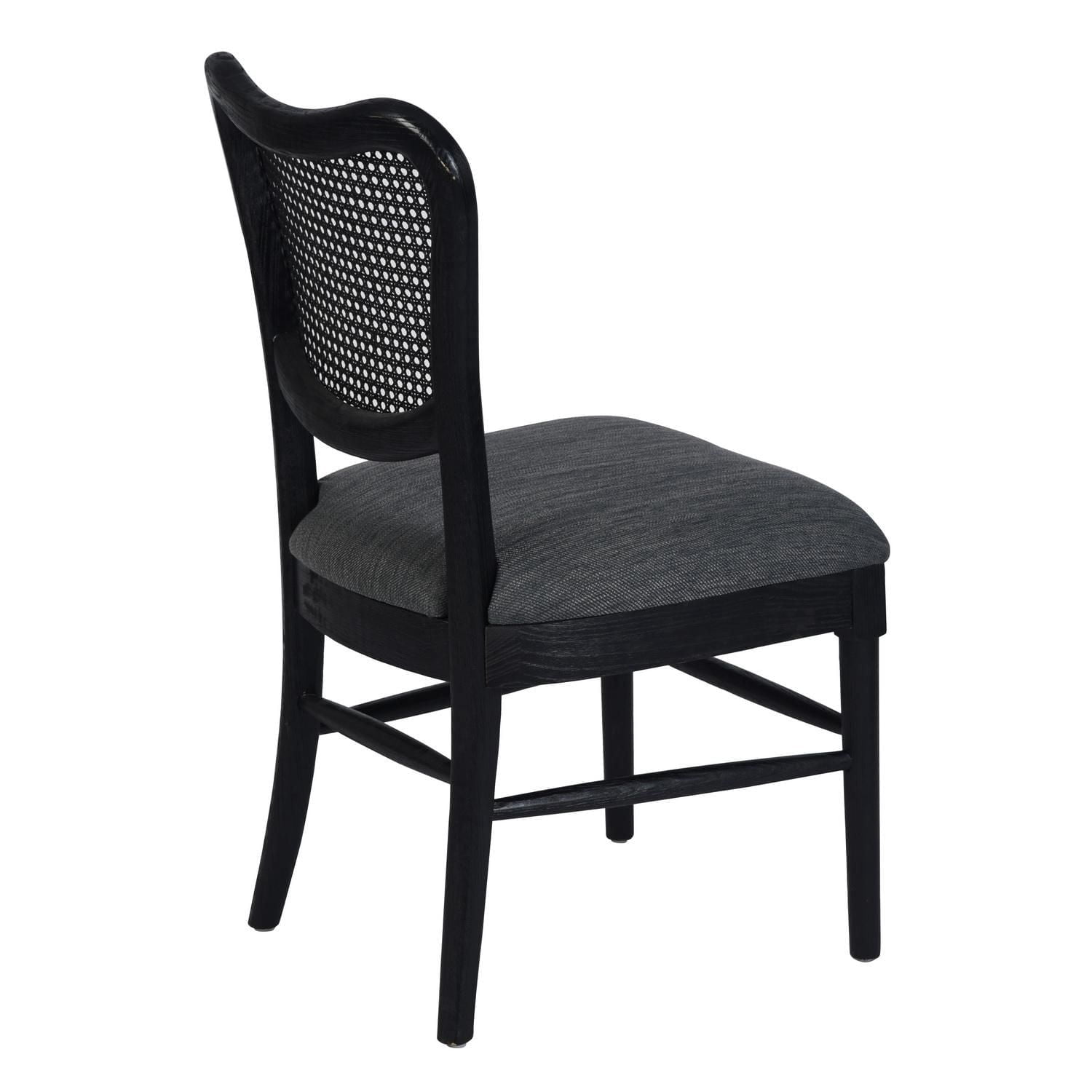 Chaises de salle à manger Lot de 2, chaises latérales rembourrées avec dossier en rotin et pieds en bois, chaises au design moderne du milieu du siècle pour le salon et la cuisine
