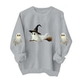 thumbnail image 3 of Jsaierl Halloween Sweatshirts for Women Plus Size Ghost Graphic Pullovers Trendy Loose Fit Crewneck Long Sleeve Sweater Tops Halloween Costumes, Sizes S-2XL, 3 of 6