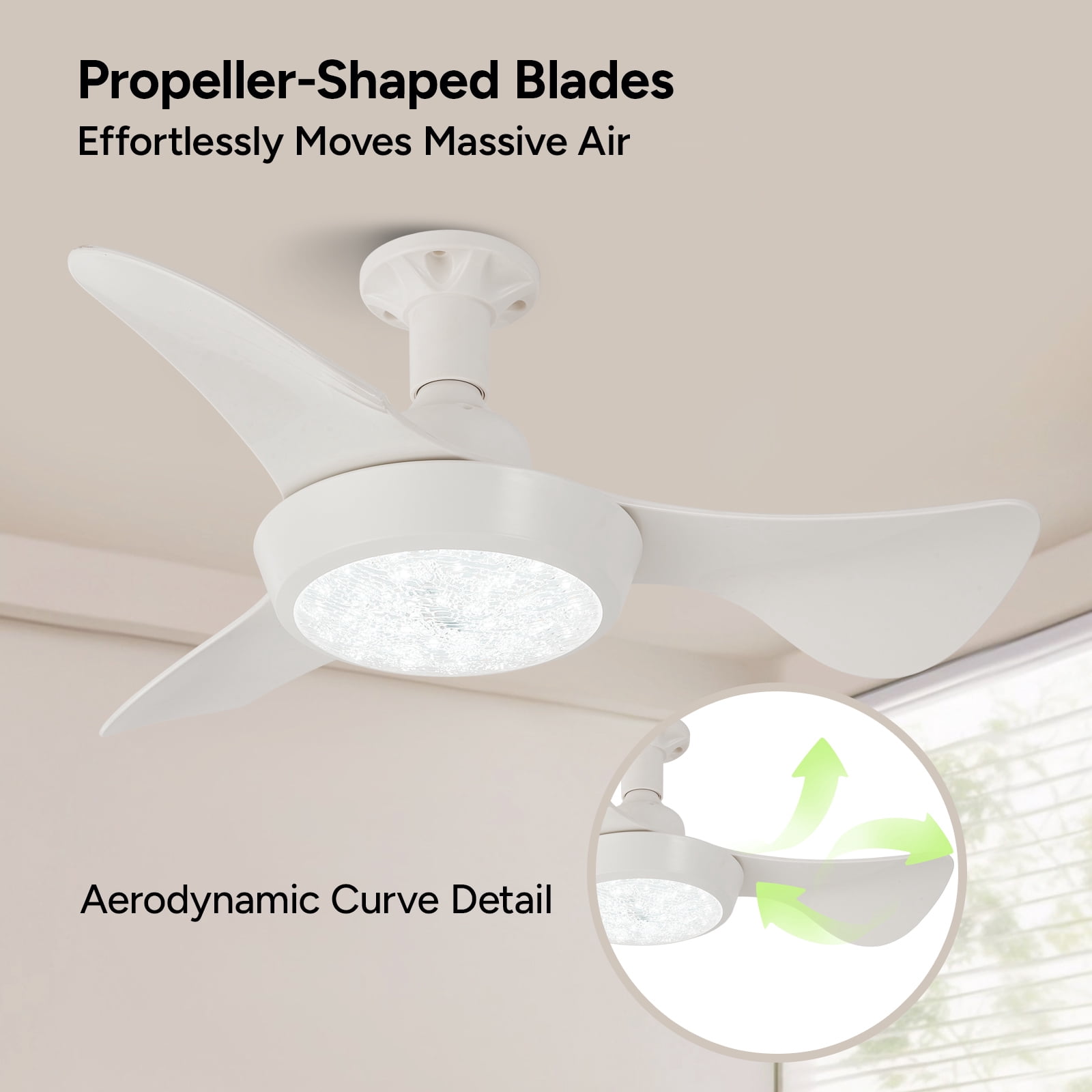 Faryuan 25" Minimalist White Ceiling Fan with LED Light, Remote Controlled Flush Mount, 3-Color Changeable, Quiet 3-Speed Fan