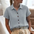 thumbnail image 4 of Yievot Button Down Shirts for Women Collared Roll-Up Short Sleeve Lightweight Breathable Tops, 4 of 5