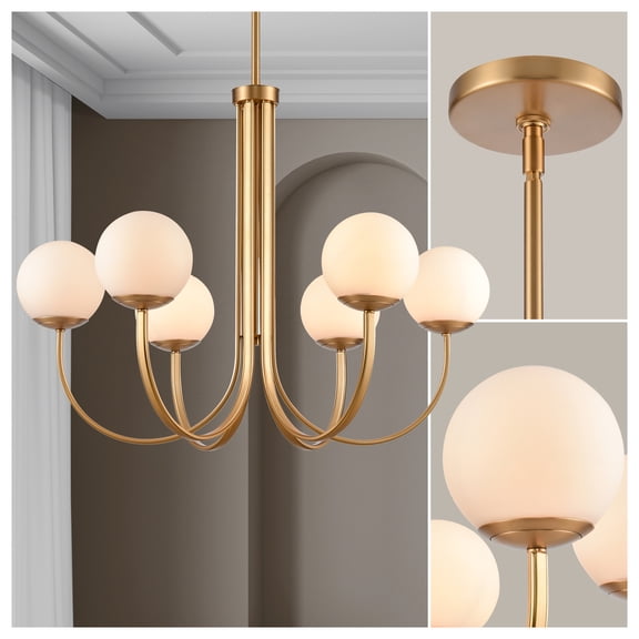 Elk Home 32-Inch Wide Caroline Chandelier, Contemporary, Brushed Gold