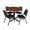 Cherry, variant on Romig Pillar 48 in. Round X-Base Breakroom Table- Maple & 4 Restaurant Stack Chairs- Black