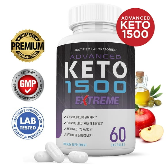 Keto 1500 Keto ACV Extreme Pills 1675mg Alternative to Gummies Dietary Supplement 60 Capsules