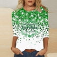 thumbnail image 1 of TaTaai Women Fashion St. Patrick's Day Green Print Crew Neck Top 3/4 Sleeve Loose Casual Tee Ladies Spring Daily Commute Wear Soft Comfortable Non-See-Through No Fading Lightweight Top Gift, 1 of 5