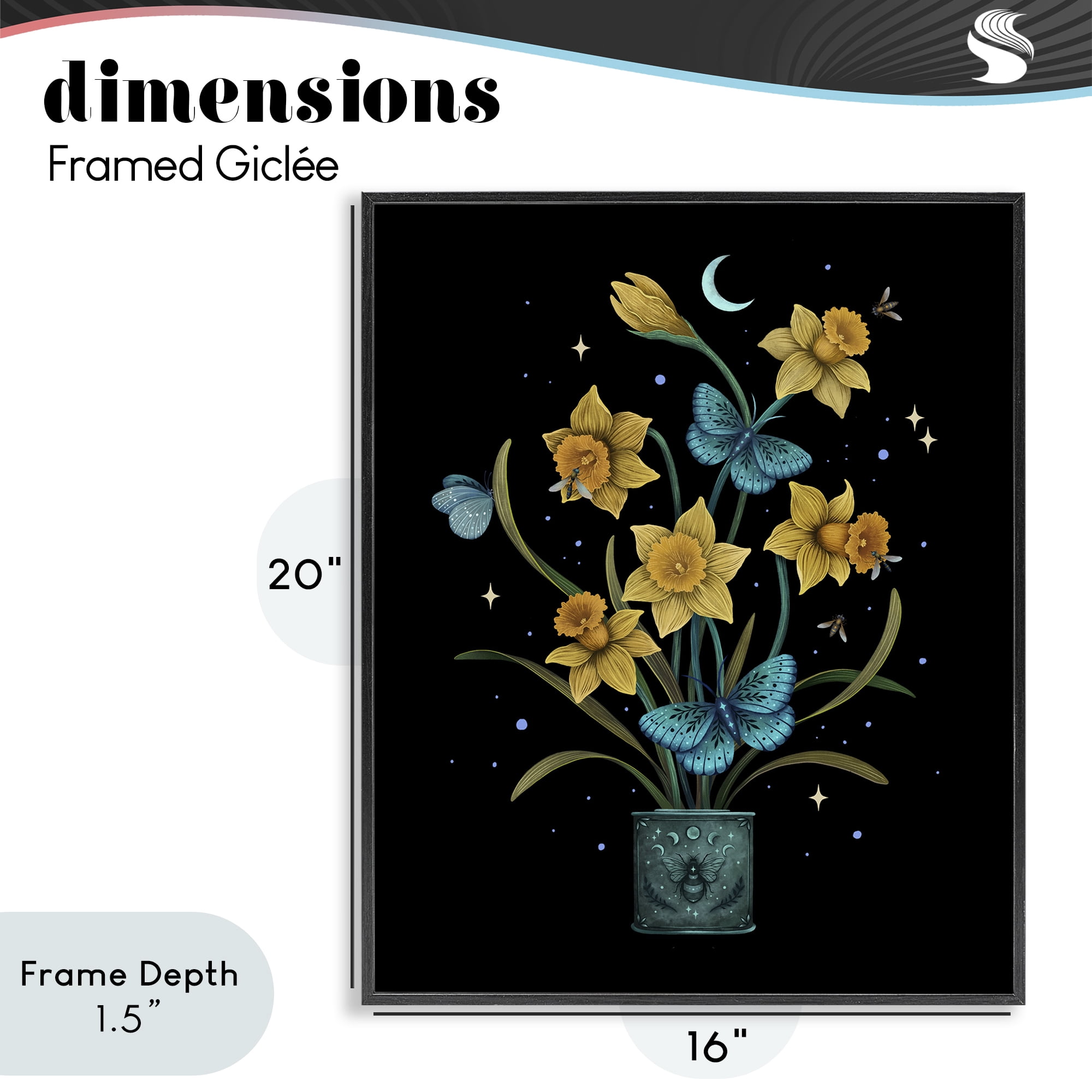 Stupell Industries Mystical March Daffodils Black Framed Giclee Art, design by Episodic Drawings