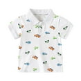 thumbnail image 2 of HAOTAGS Toddler Boys Shirts Short Sleeve Lapel Button Down Tops, Summer Graphic Print Shirts White 6 T, 2 of 3