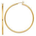 thumbnail image 1 of 925 Sterling Silver Gold 2x50mm Hoop Earrings Round, 1 of 5