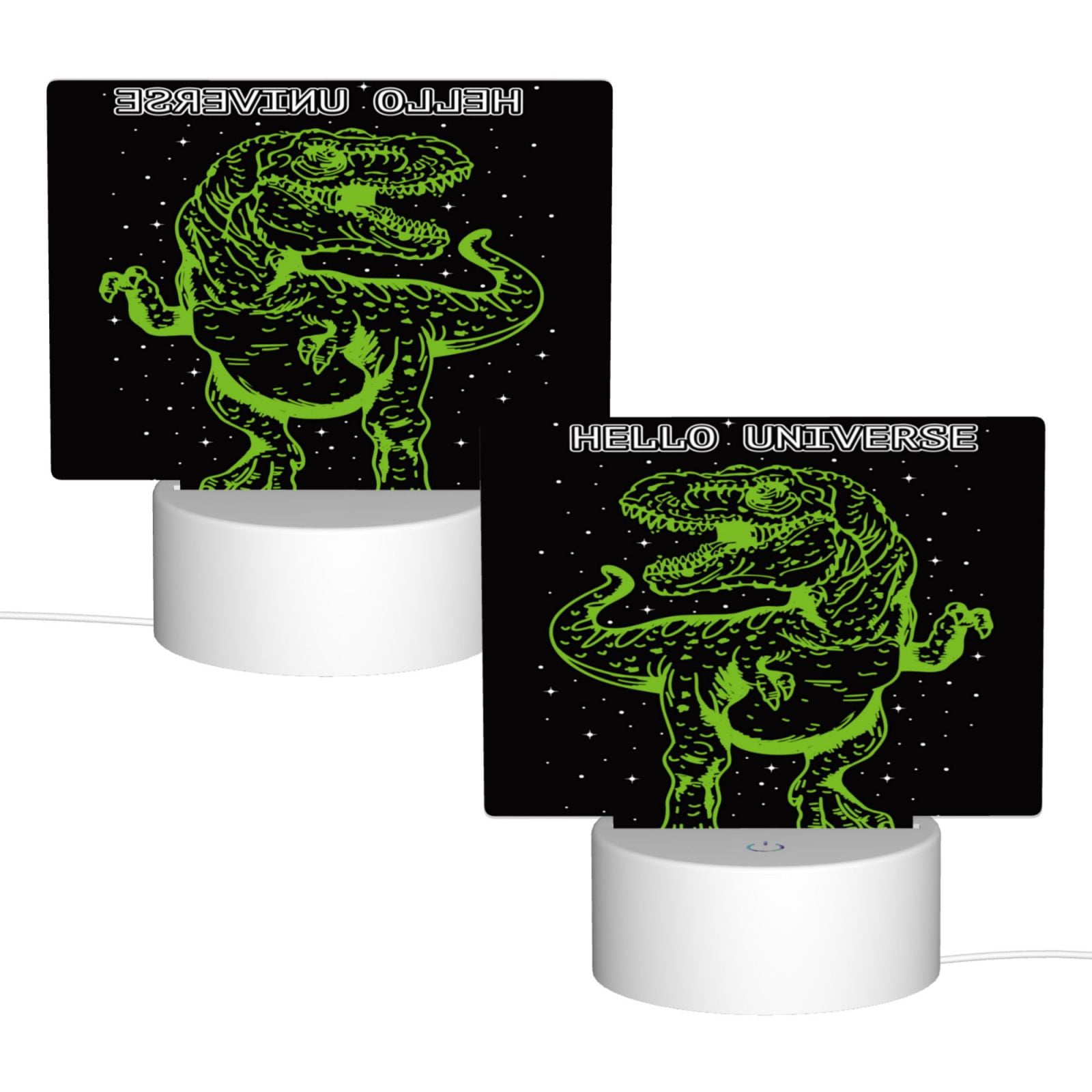 Kdxio DINOSAUR IN SPACE Rectangular Acrylic Night Light Acrylic Sleep Night Light Friend Gifts for Birthday Gifts for Women Teens Boys Girls