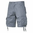 thumbnail image 2 of DeHolifer Men's Cargo Pants Plus Size Casual Button Elastic Waisted Solid Color Summer Comfy Shorts with Multi Pockets Gray 3XL, 2 of 8