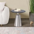 thumbnail image 6 of Pasargad Home Luxe Glass & Steel Side Table, Black/Chrome, 6 of 6
