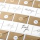 thumbnail image 5 of Tarjetas de agradecimiento Layneria, 100 unidades, sobres kraft y stickers, 5 of 7