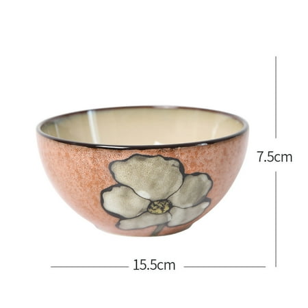 

Homeex Personalized Household Korean Hand-painted Retro Rice Bowl Light pink large
