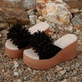thumbnail image 6 of Women's Wedge Slide Sandals Summer Casual Thick Sole Platform Mules with 3D Floral Accent Solid Color Slip On Heeled Sandals for Beach Daily Walking Outdoor Use, 6 of 10