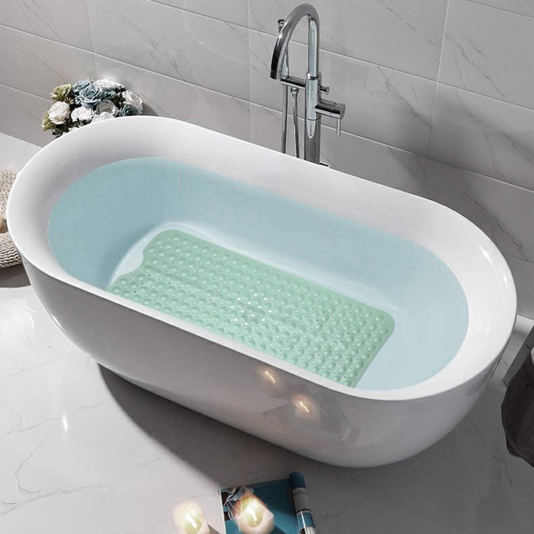 16 in. x 39 in. Extra Long Bath Mat in Translucent Aqua