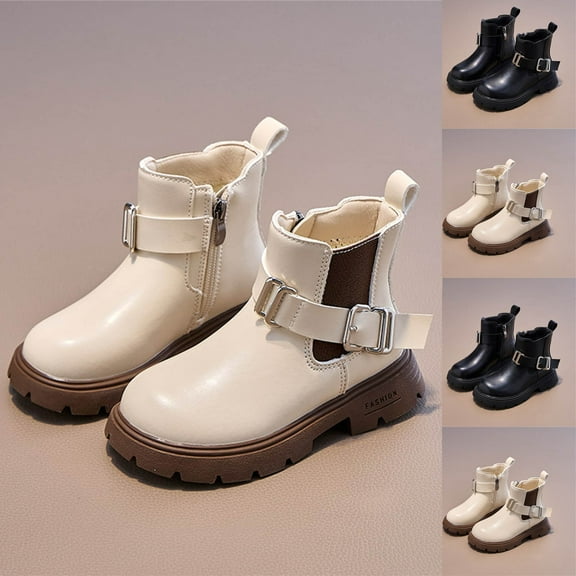 Puntoco Kids Girls' Boots Children's Boots Outdoor Boots Girls' Plush Short Boots Boys' boots Winter Snow Boots for Kids Black 2 M(36)