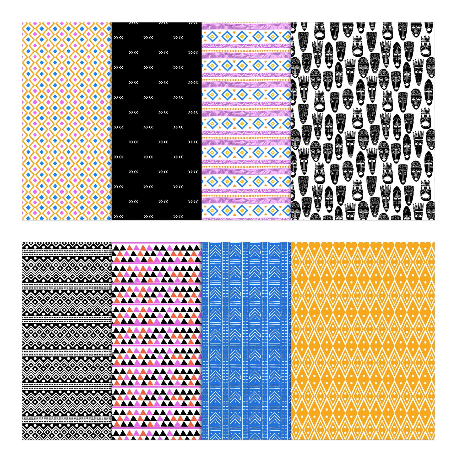 Soimoi 8 Pc Fat Quarter Bundle,African TribalPrint 18"x 22"DIY Patchwork-100% CottonPre-Cut Quilting Fabric Multicolor