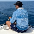 thumbnail image 4 of Bulopur Men’s Quick Dry Fishing Sun Hoodie with Face Cover, Lightweight UV Protection Long Sleeve Shirt with Ocean Water Fish Print for Beach Days, Boating and Vacation Wear, 4 of 8