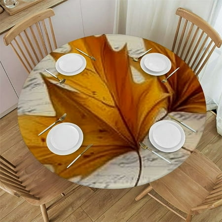 

Sheronv Leaves Round Tablecloth 100% Polyester Fiber Stain-Resistant Washable for Indoor Outdoor Restaurants Weddings Parties Table Cloth 54 -58