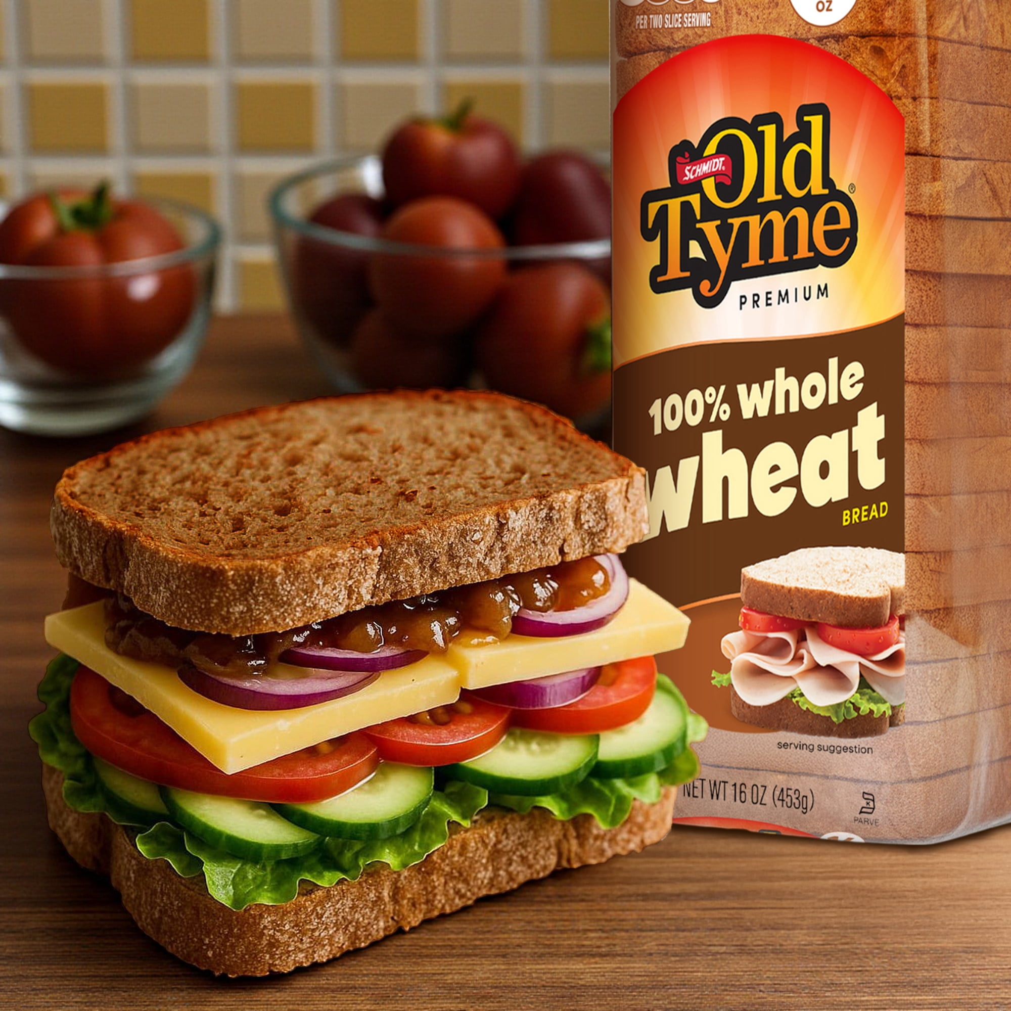 Schmidt's Old Tyme 100% Whole Wheat Bread, 16 oz, Fresh Bakery, Shelf-Stable