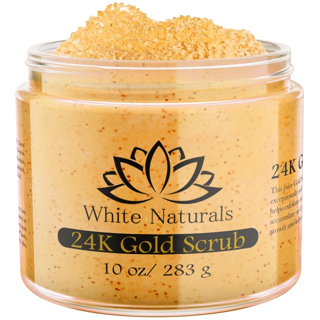 Exfoliante corporal de oro de 24 quilates Exfoliante natural para el rostro Exfoliante de azúcar con propiedades antienvejecimiento Hidratante puro para la piel Reduce las arrugas Limpieza profunda de