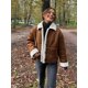 thumbnail image 1 of Abrigos de lana de cordero con contraste de una sola botonadura para mujer, chaquetas elegantes con bolsillos de solapa, chaquetas de gran tamaño, ropa de calle elegante de otoño 2024, 1 of 5