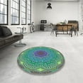 thumbnail image 4 of Ahgly Company Machine Washable Indoor Round Transitional Mint Green Area Rugs, 4' Round, 4 of 7