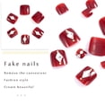 thumbnail image 4 of Glamorous Square Crystal Toe Nails, Red Glossy Fake Set with Rhinestones - 24Pcs Press-On for Women & Girls, Perfect for Daily Parties, 4 of 8