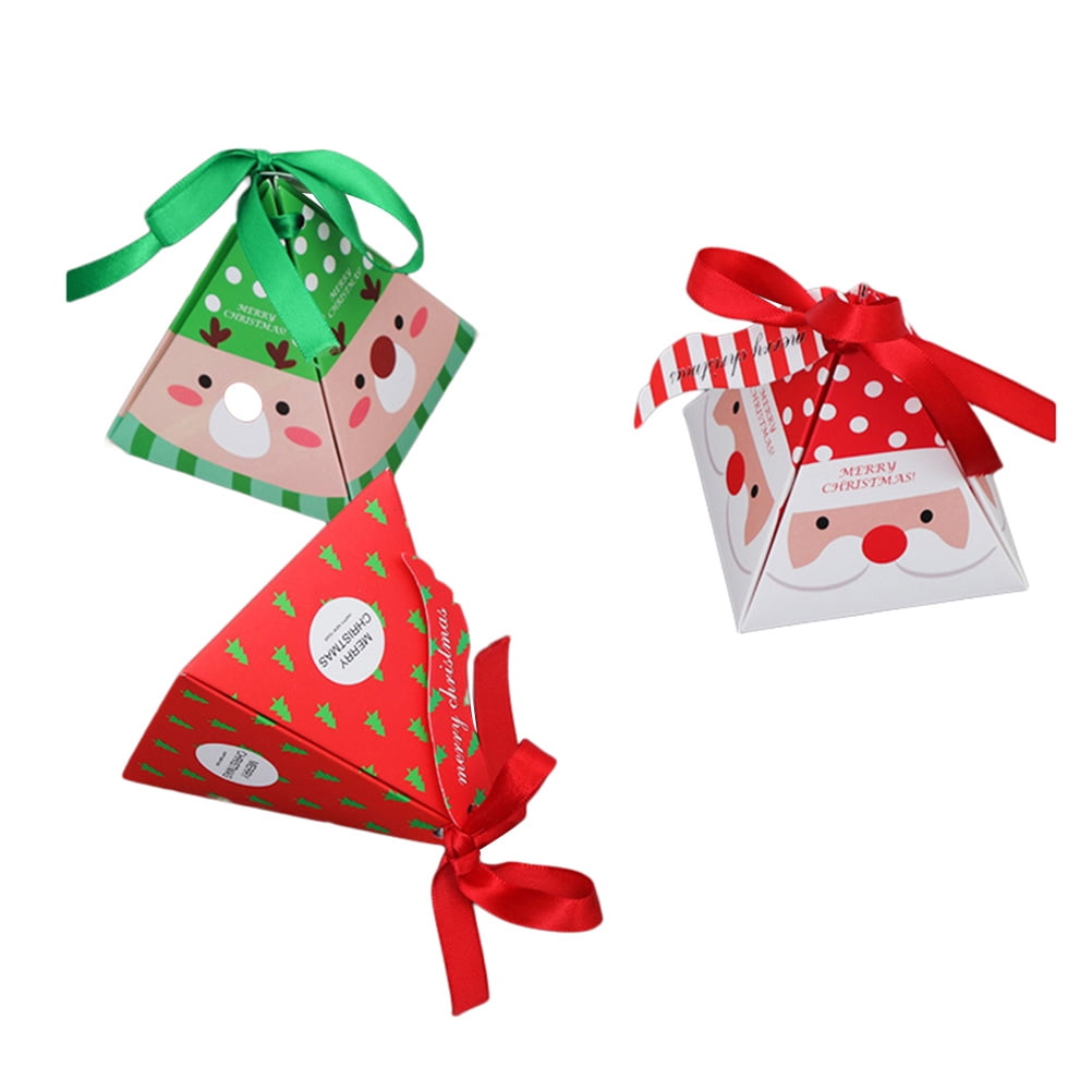 DIY Paper Cardboard Christmas Pattern With Small Round Bell Gift Favor Box 20pcs 
