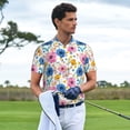 thumbnail image 3 of Gukieu Rose Flowers Print Men's Quick-drying POLO Shirt, Button-down Summer T-shirt, Suitable for Work and Outdoor Activities-XX-Large, 3 of 6